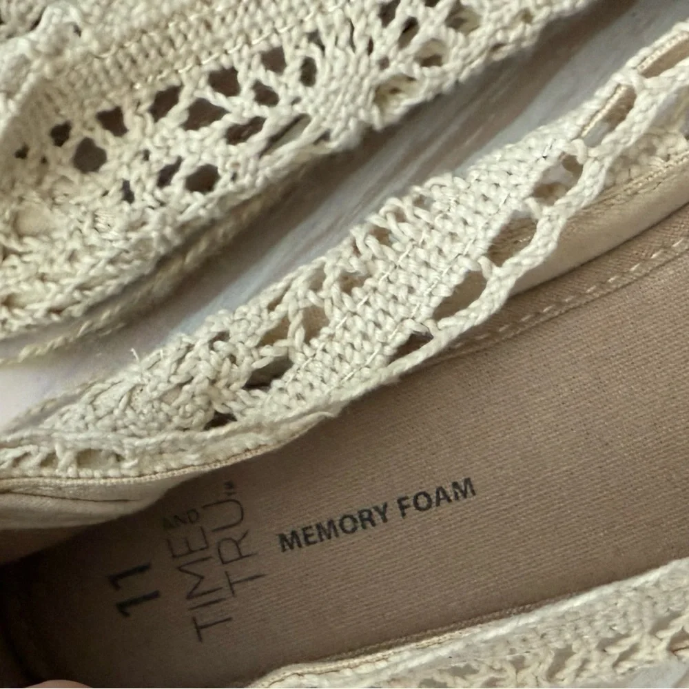Time and Tru m|Ivory Cream Crochet Espadrille flats,boho Balletcore•••Size 11